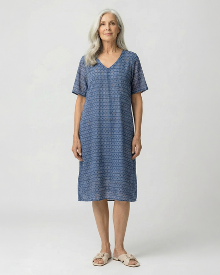 Pleat Front Dress with Sleeve