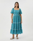 Flowercheck Tiered Dress