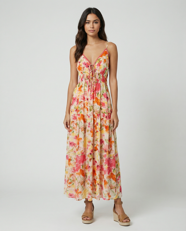Goldie Tie Front Maxi Dress