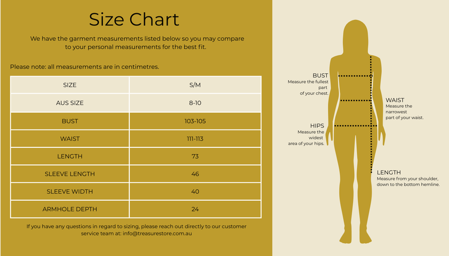 Size chart for Ripple Silk Blouse