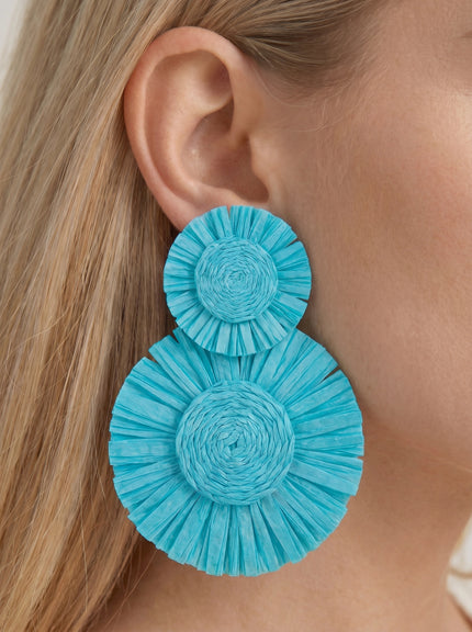 Raffia Tiered Flowers - Aqua