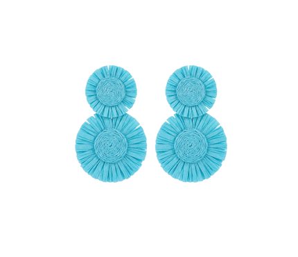 Raffia Tiered Flowers - Aqua