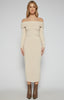 Off Shoulder Jersey Midi Dress - Oatmeal