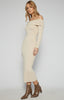 Off Shoulder Jersey Midi Dress - Oatmeal