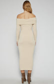 Off Shoulder Jersey Midi Dress - Oatmeal