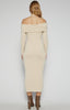 Off Shoulder Jersey Midi Dress - Oatmeal