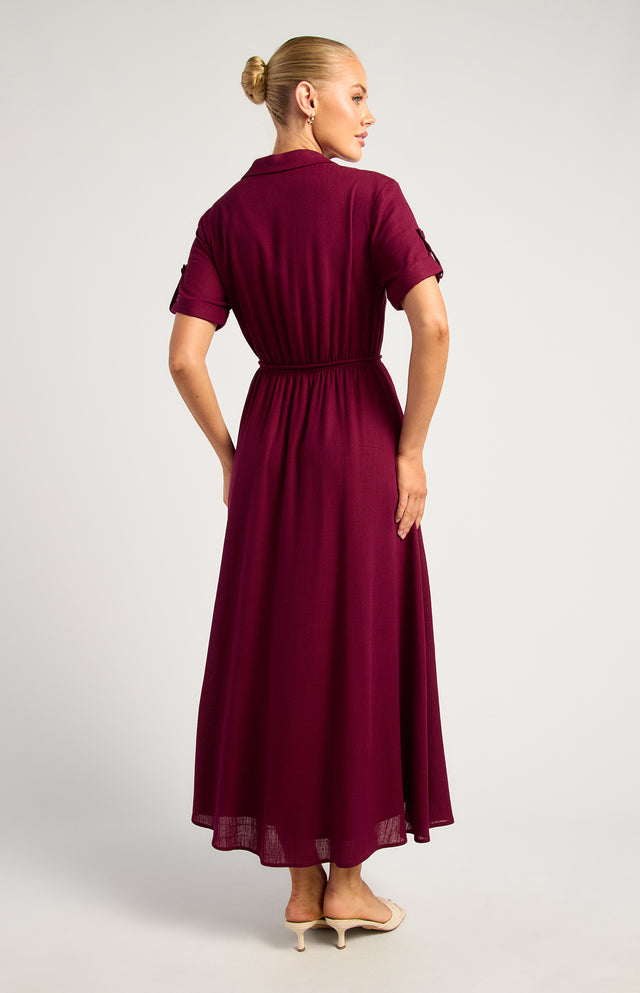 Modern Waisted Shirtdress - Mulberry