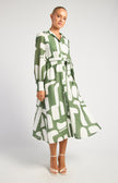 Abstract Shirt Dress - Olive