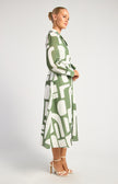 Abstract Shirt Dress - Olive