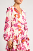 Ruffle Hem Floral Dress - Magenta