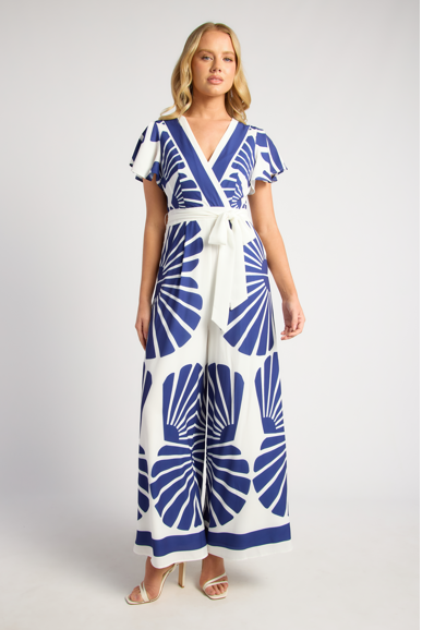 Fan Leaf Jumpsuit - Navy