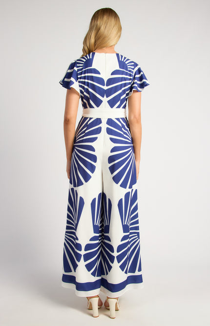 Fan Leaf Jumpsuit - Navy