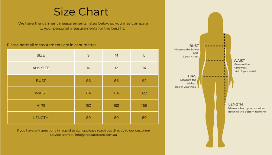 Size chart for Spring Floral Swing Dress