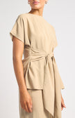 Tie Top and Pant Set - Beige