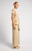 Tie Top and Pant Set - Beige
