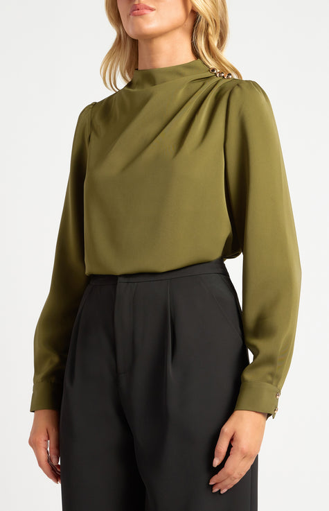 Draped Blouse - Olive