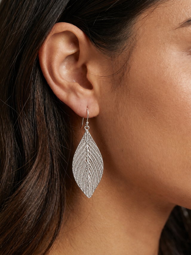 Silver Leaf Earrings
