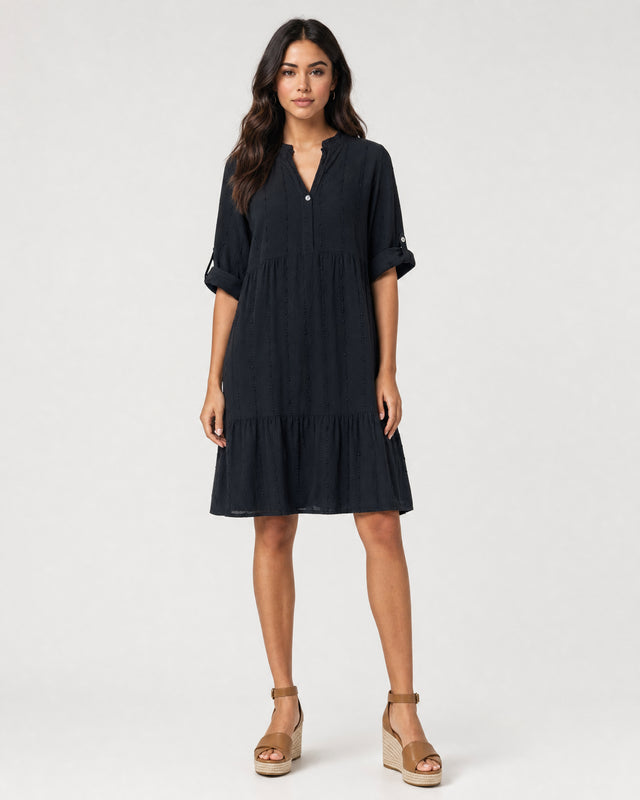 Dobby TabSlv Dress - Black