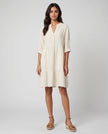 Sequin Dobby TabSlv Dress - Cream