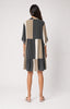Stripe Tab Sleeve Dress - Brown