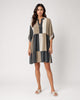 Stripe Tab Sleeve Dress - Brown