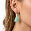Mint Star Tassel Earrings