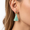 Mint Star Tassel Earrings