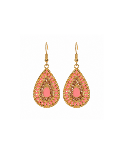 Coral Bloom Teardrop Earings
