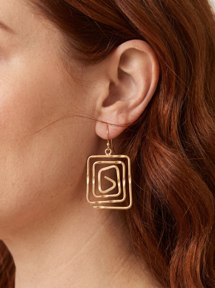 Squaremaze Earrings - Gold