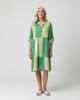 Stripe Tab Sleeve Dress - Green