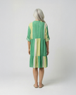 Stripe Tab Sleeve Dress - Green