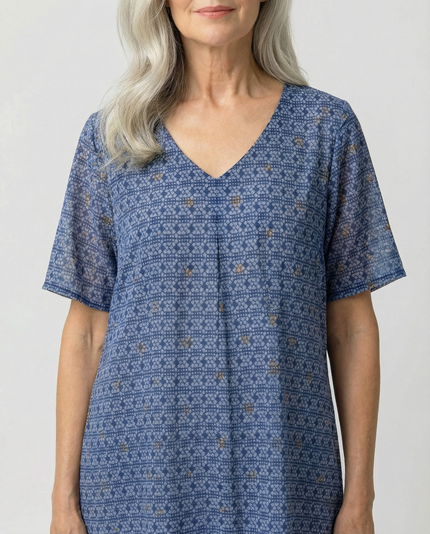 Pleat Front Dress with Sleeve