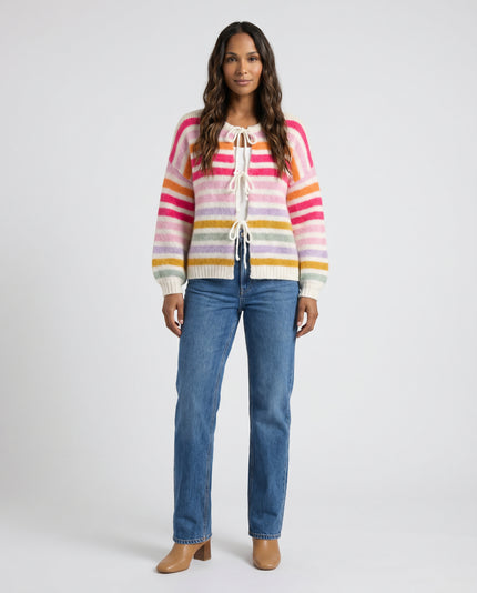 Tie Front Cardi - Lolly Stripe