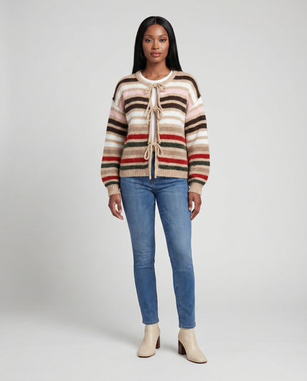 Sunset Stripe Tie Front Cardi