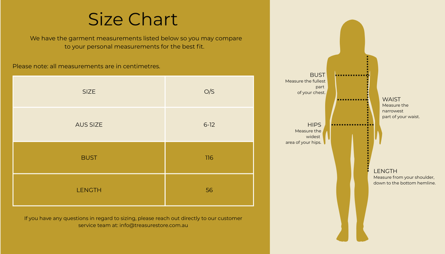 Size chart for Tie Front Cardi - Red