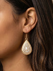 Teardrop Golden Earrings - White