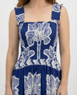 Tropical Blue Shirred Sundress