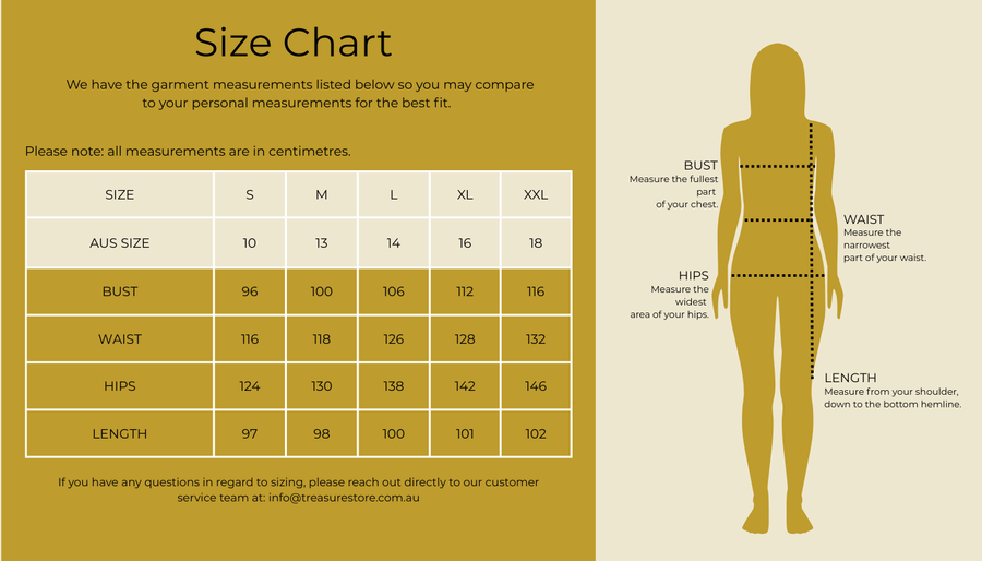 Size chart for V-neck Simple Sundress