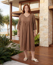 Sequin Midi Smock Dress - Biscotti
