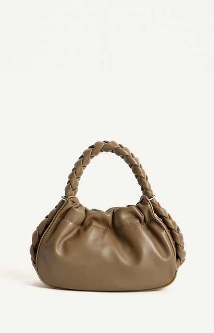 Plait Handle Bag - Brown