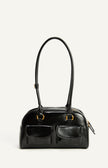 Patent Double Pockets Bag - Black