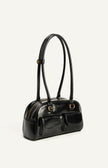 Patent Double Pockets Bag - Black
