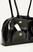 Patent Double Pockets Bag - Black