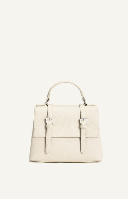 Pebbled Satchel Handle Bag - Ivory