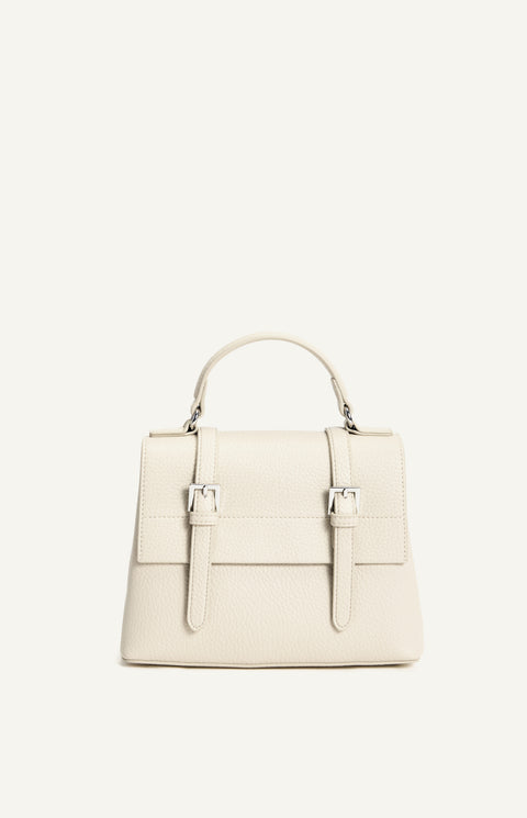 Pebbled Satchel Handle Bag - Ivory