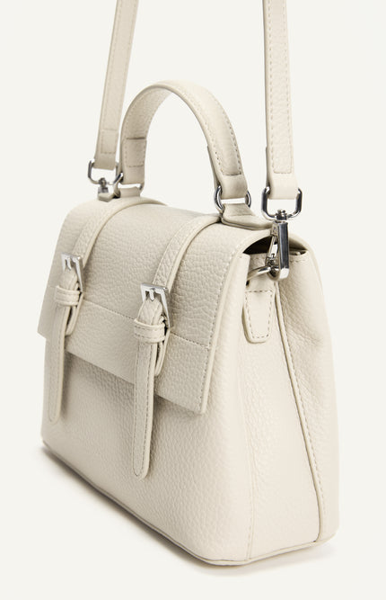 Pebbled Satchel Handle Bag - Ivory