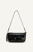 Crinkle Textured Shoulder Bag - Black