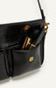 Crinkle Textured Shoulder Bag - Black