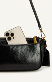 Crinkle Textured Shoulder Bag - Black