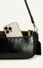 Crinkle Textured Shoulder Bag - Black